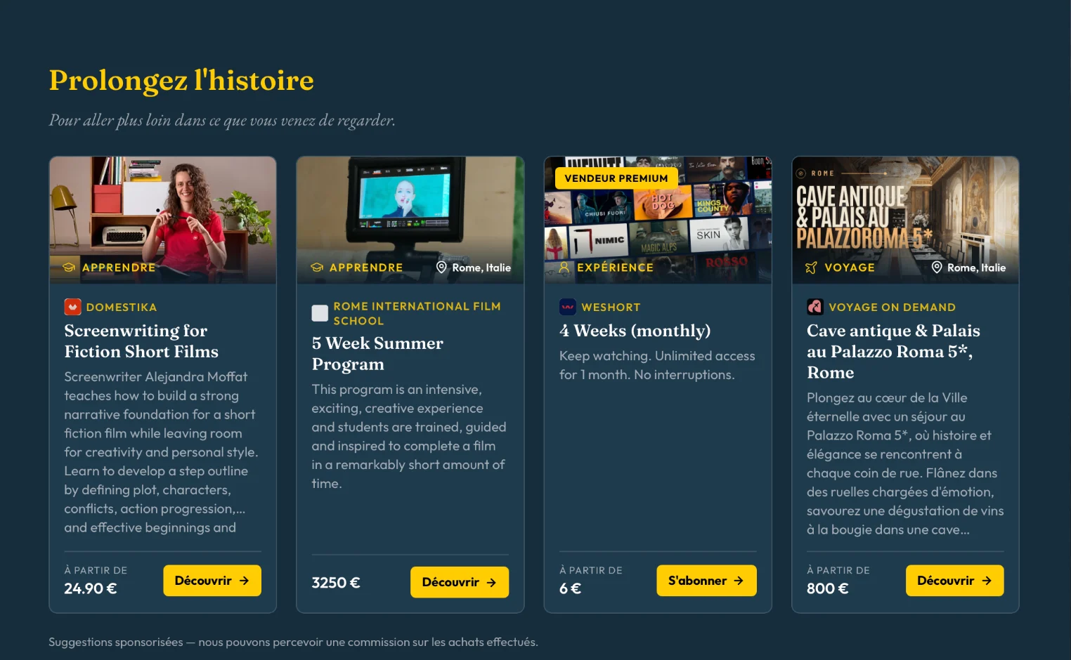 Service média Europa Specials et activations Shoppable