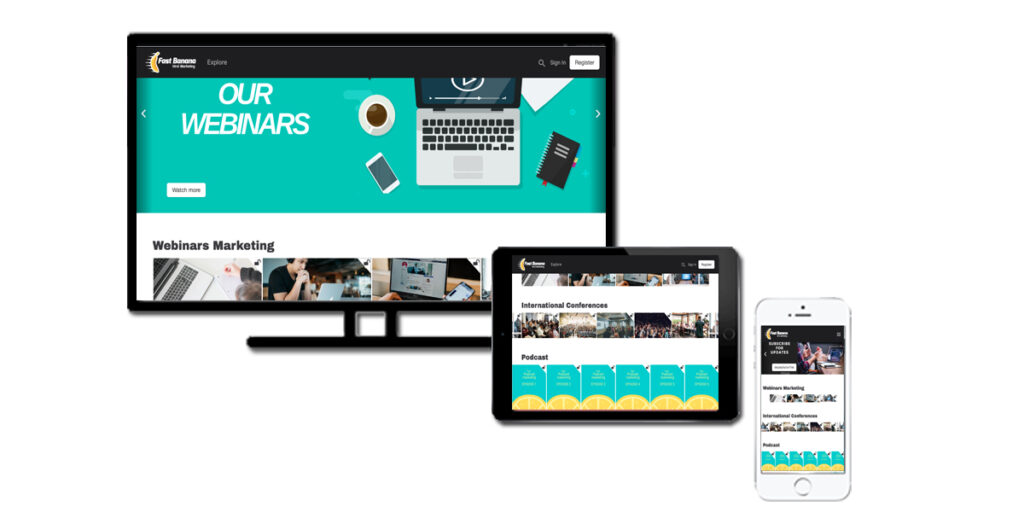 Corporate or brand video service displayed on a desktop or mobile applications